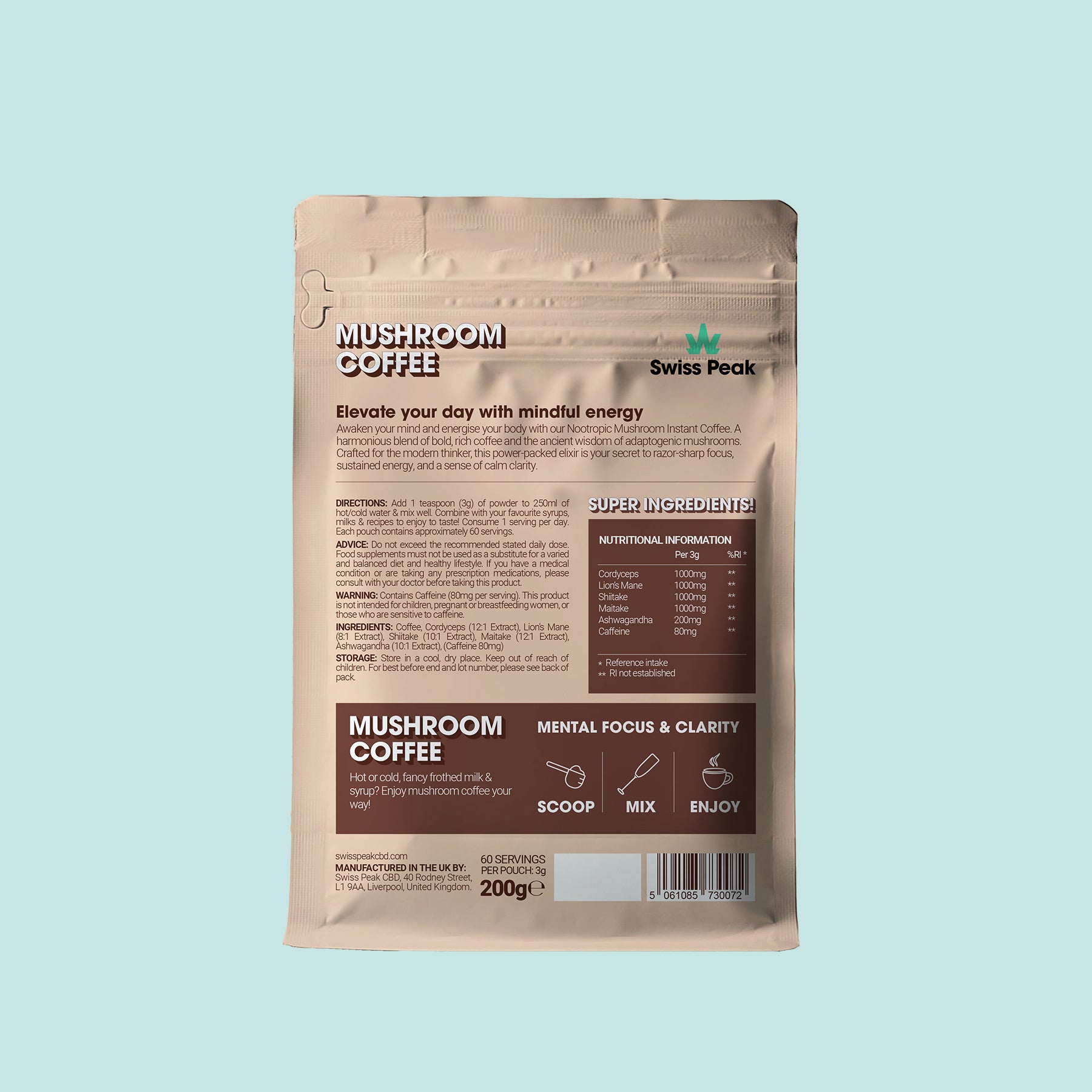 Functional Mushroom Coffee | 200g - SwissPeakCBD